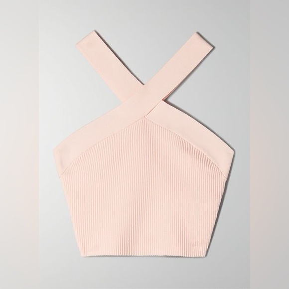 Babaton Tops - Babaton NEW Cropped Ribbed Cross Tank Top - Light Pink